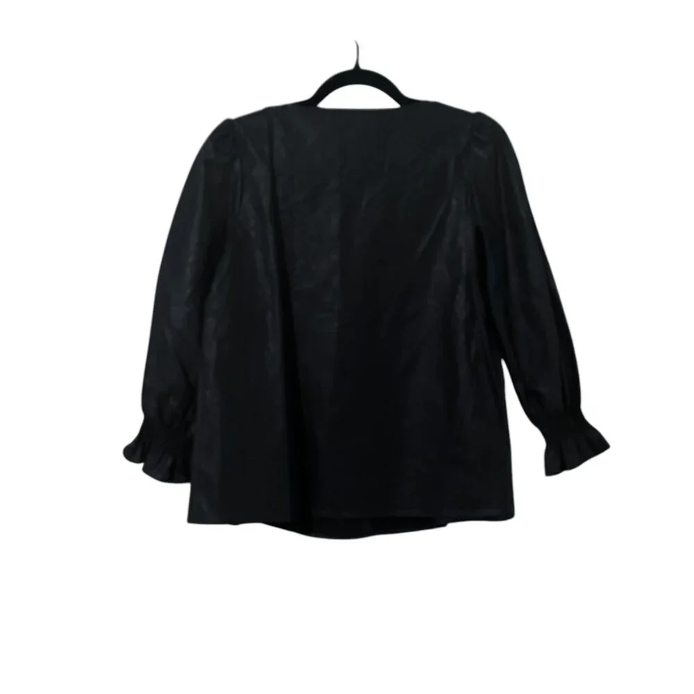 Tuckernuck Women's Black Faux Leather Top Size S - Picture 2 of 3